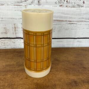 Vintage Aladdins Best Buy Insulated Thermos Orange Brown Plaid 10 Oz Widemouth